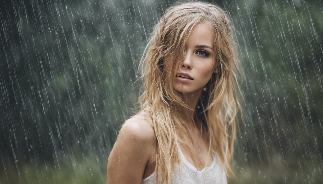 beautiful girl dirty blonde raining