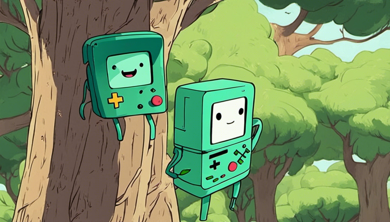 Bmo from adventure time in the tree house