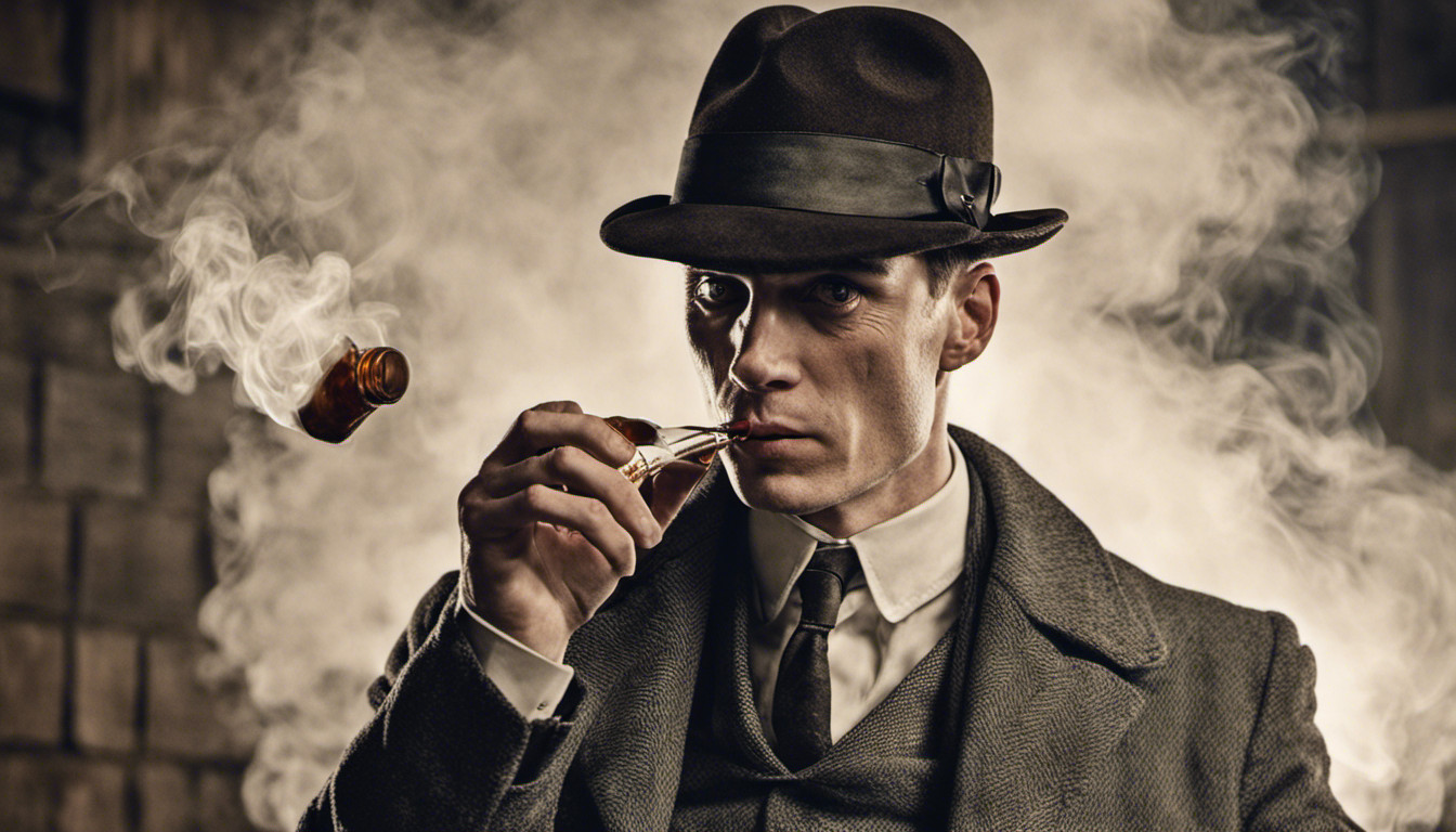 Thomas shelby smokes and drinks whiskey peaky blinders