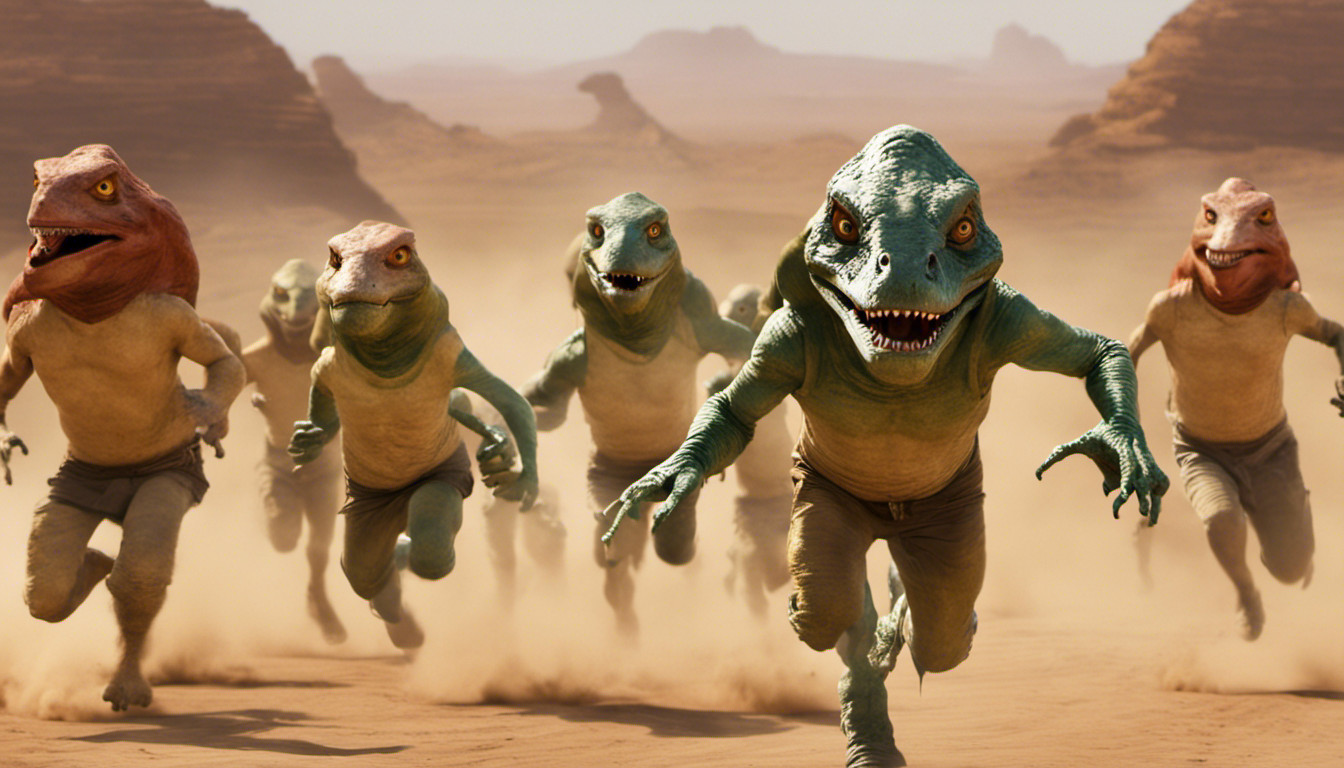 JarJar running from t-rexes