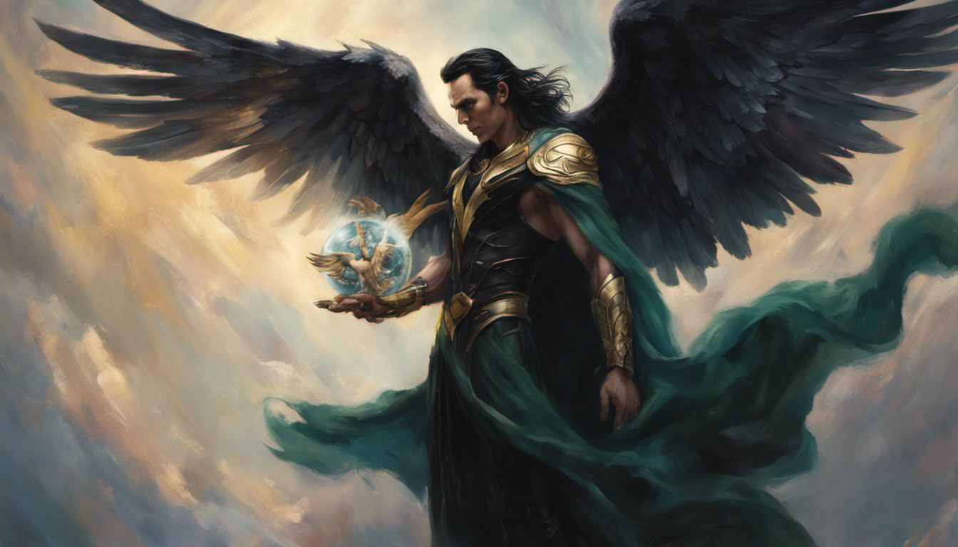 Loki holding black winged angel