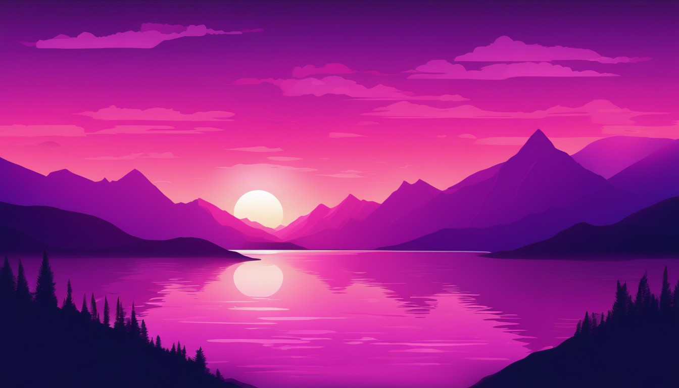 pink and purple sunset  mountains vector