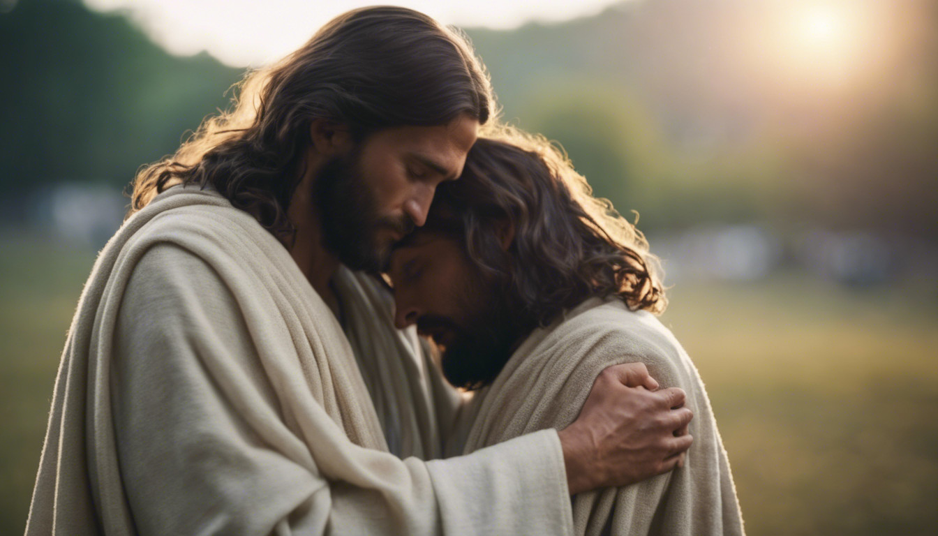 Jesus hugging crying person