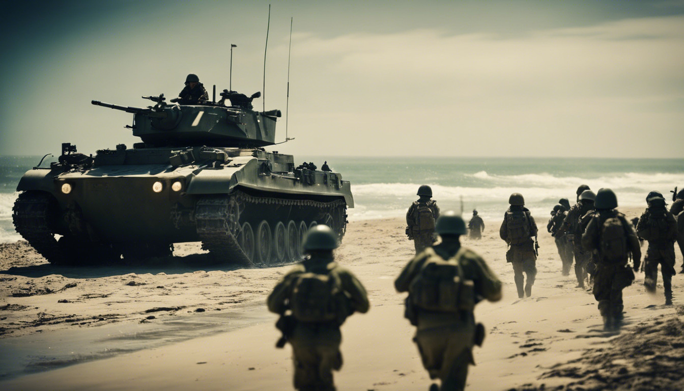 Army beach invasion