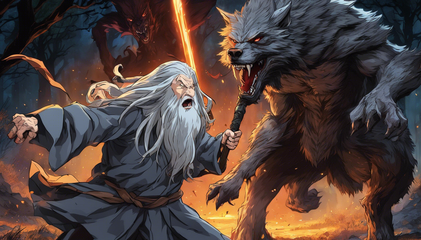 Gandalf fighting werewolf