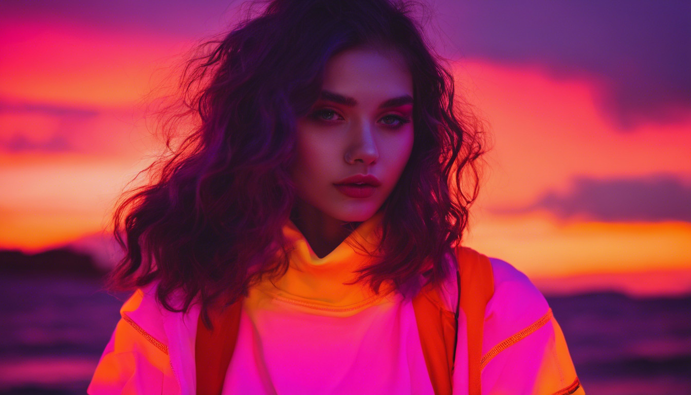 girl in sunset neon colors