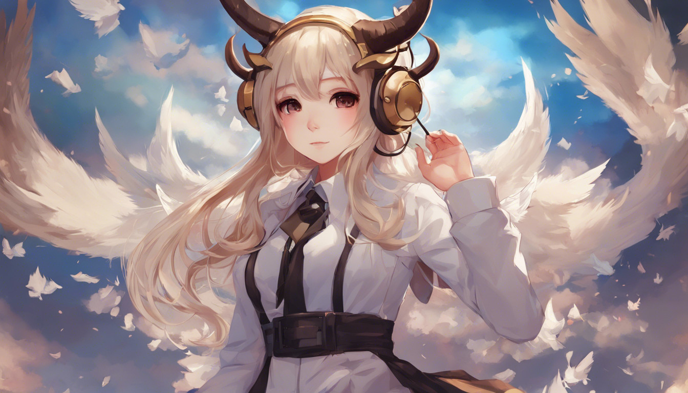 Anime girl with horns and wings