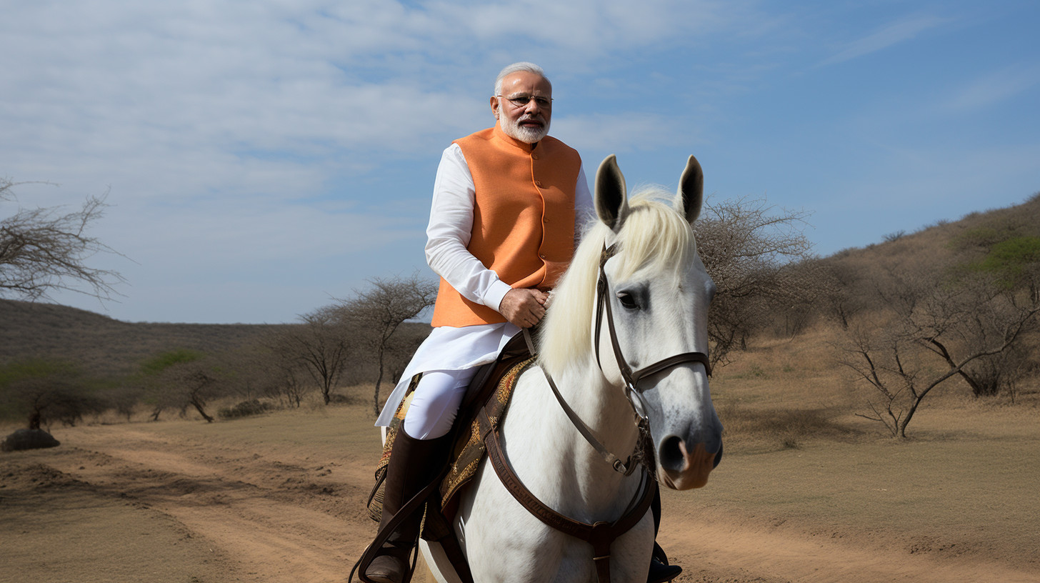 narendra modi on horse