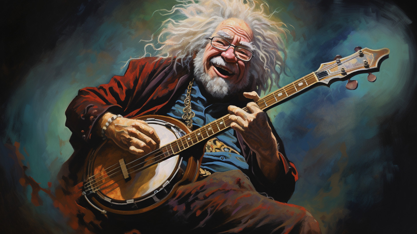 jerry Garcia playing the banjo