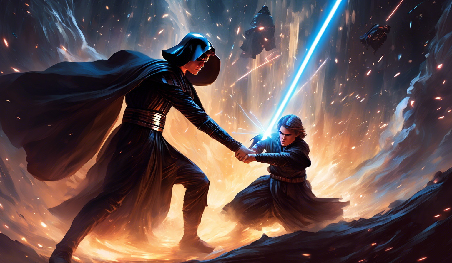 Anakin skywalker fighting darth vader