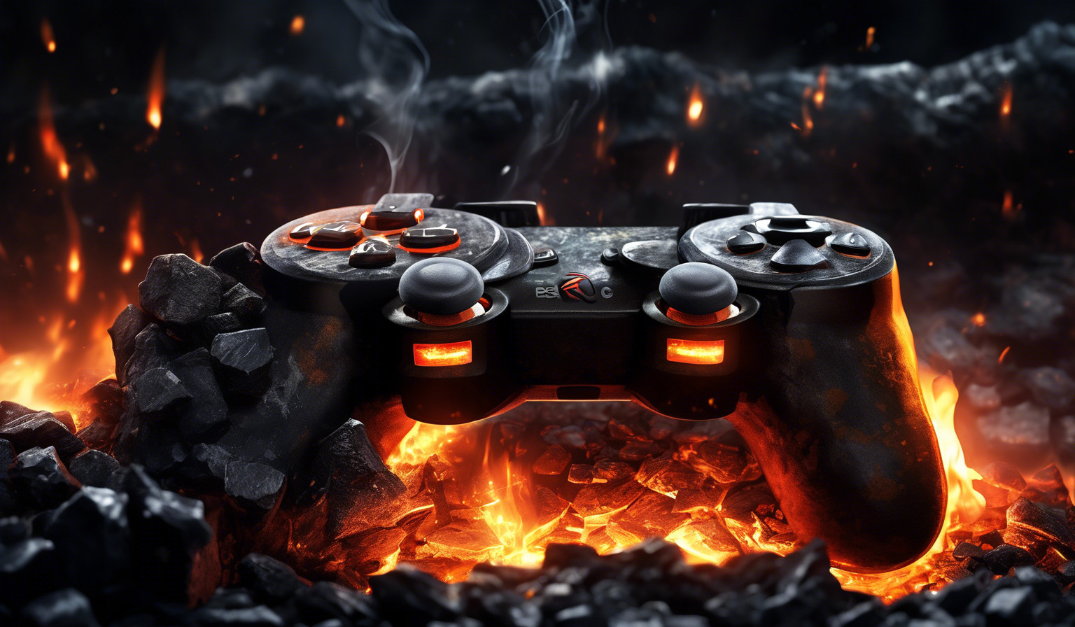 Gaming Console on Burning coal