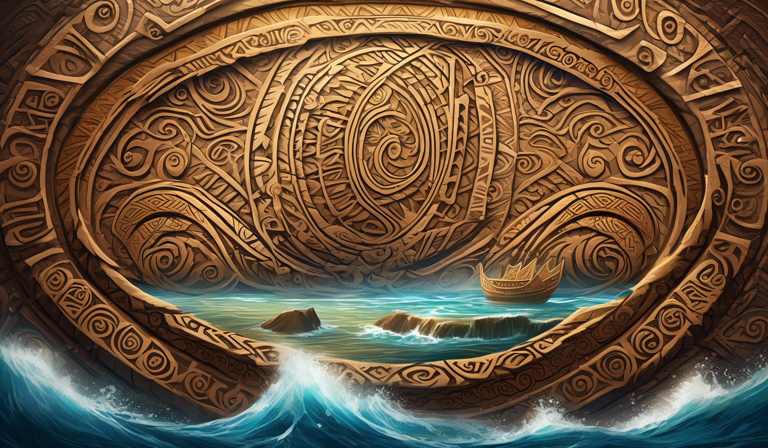 Polynesian Tapa design based on the element of wind and water