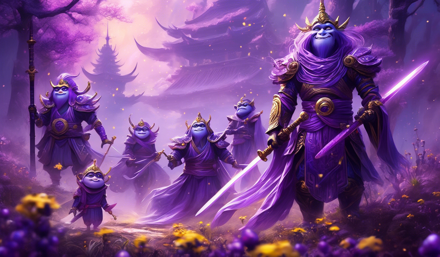 Minions with a purple samurai sword