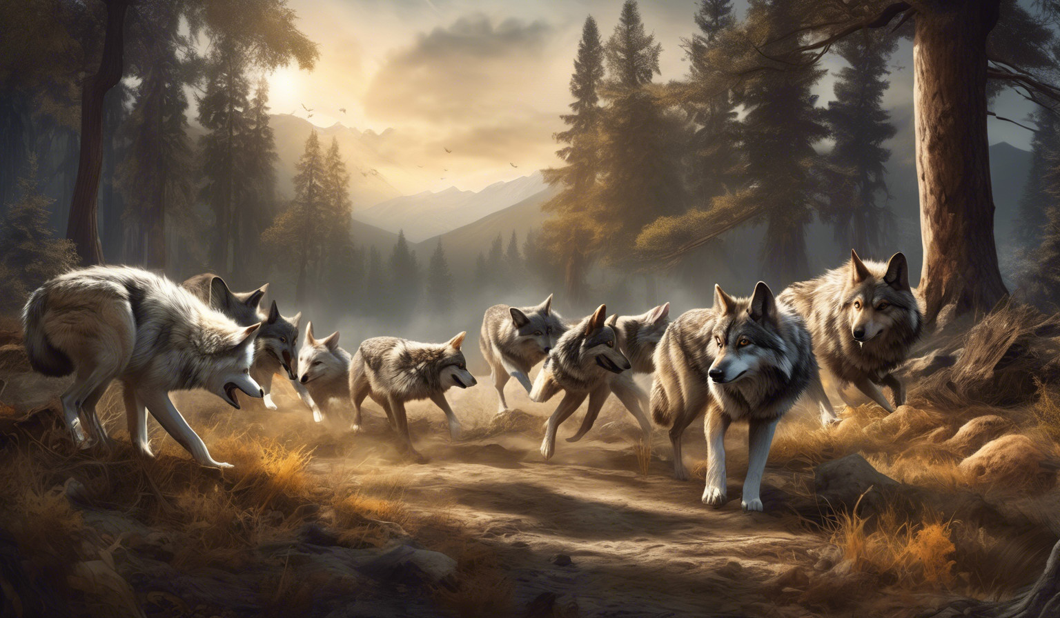 wolves hunting rabbits