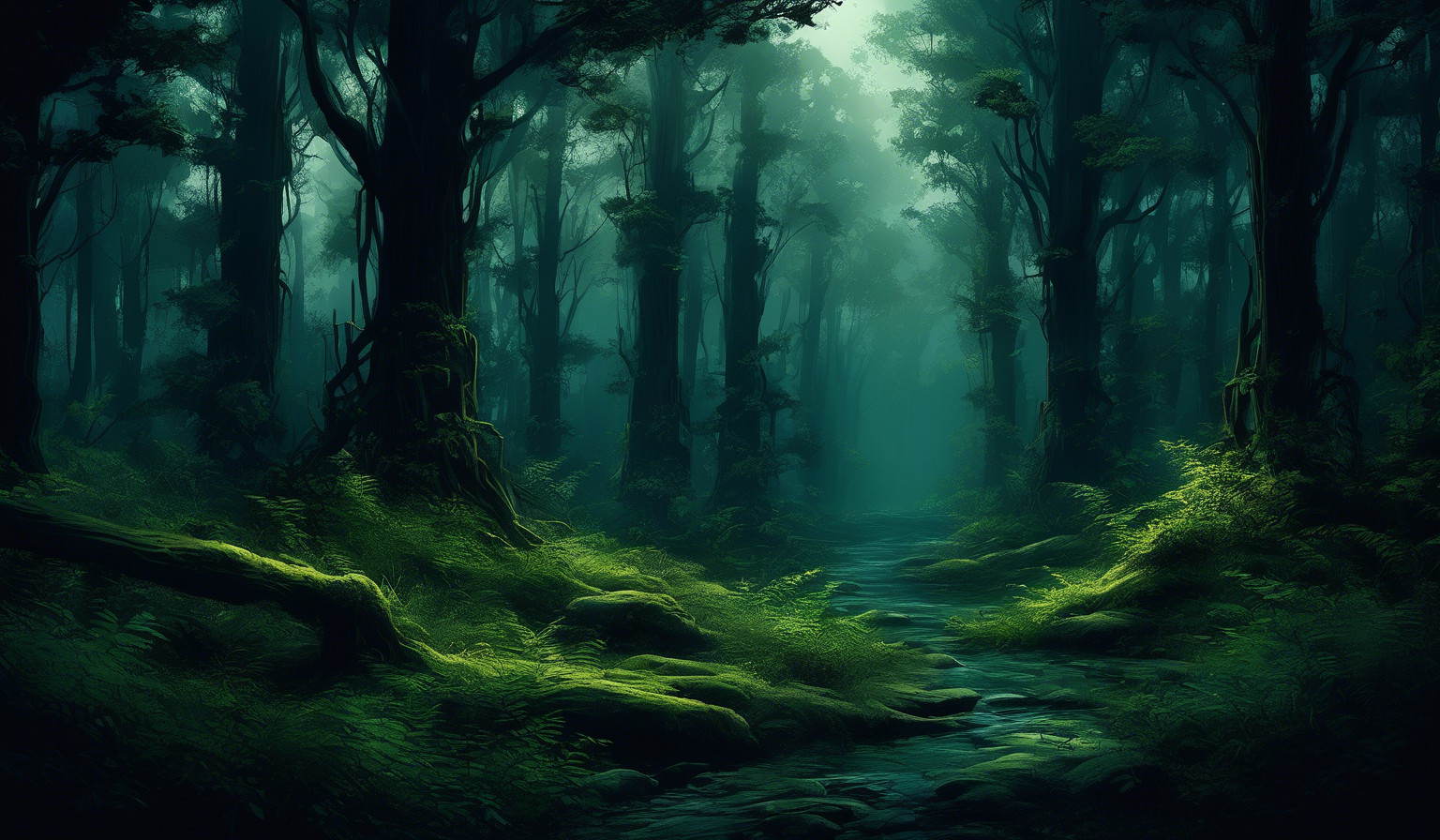 Dark evergreen forest