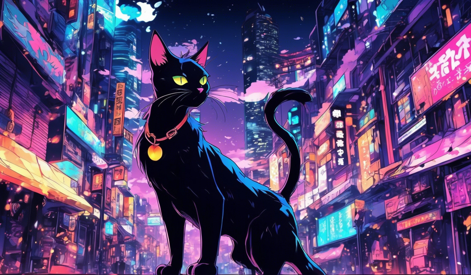 Black cat cool anime style