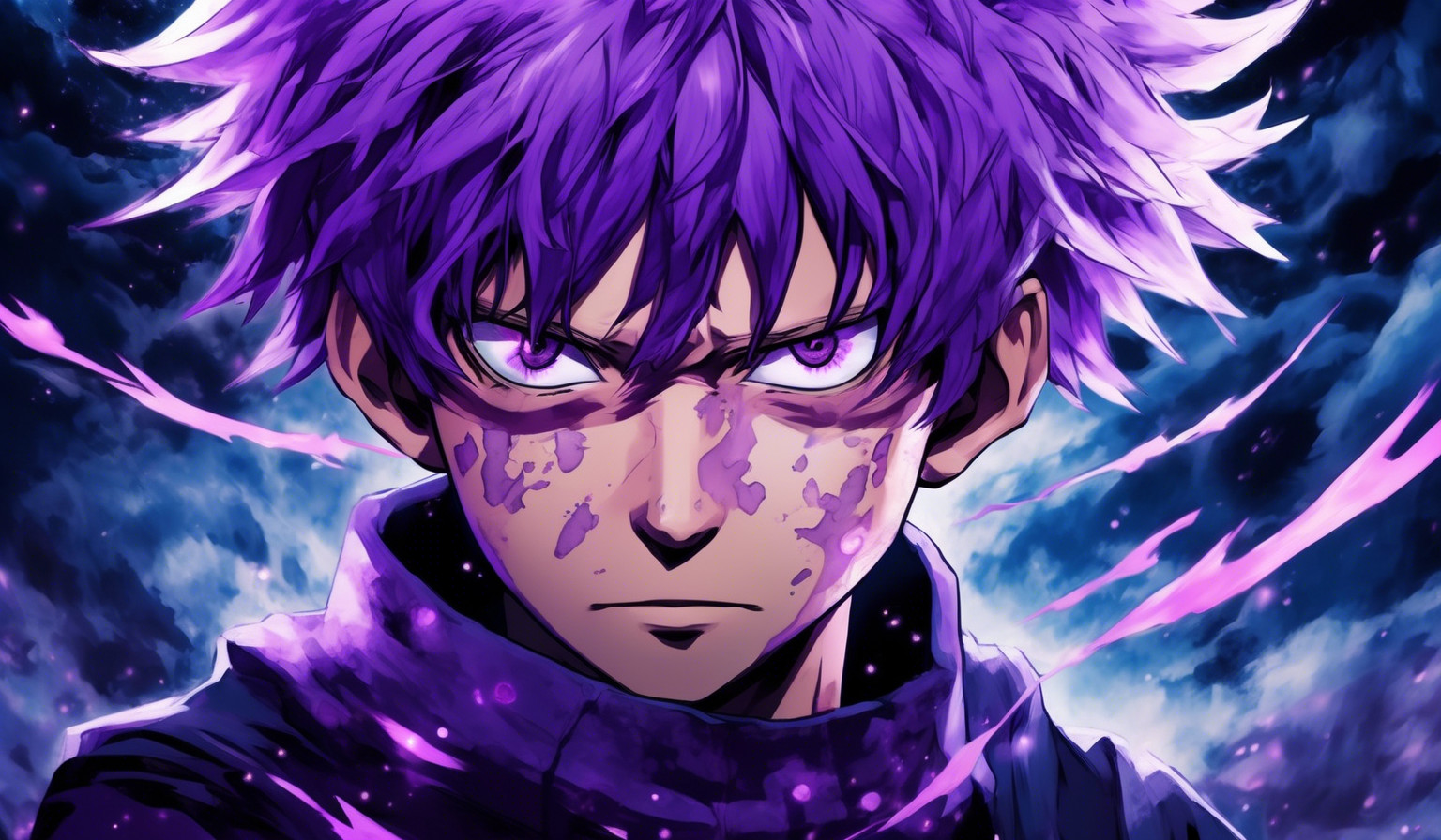 Jujutsu kaisen Maki with scars having purple aura