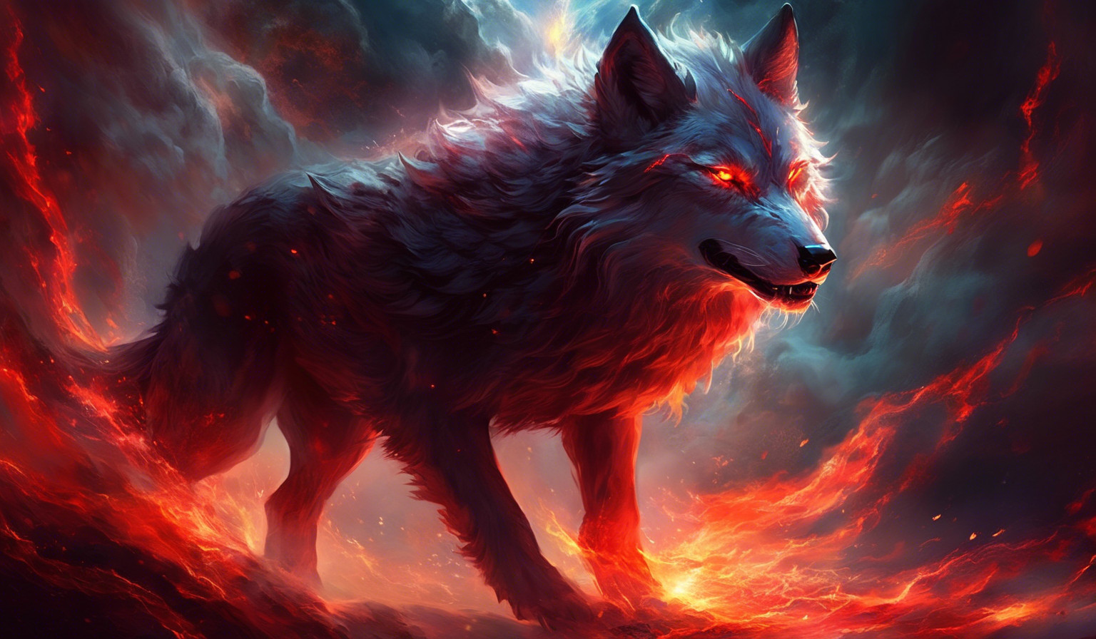 Hell fire wolf,crimson eyes 