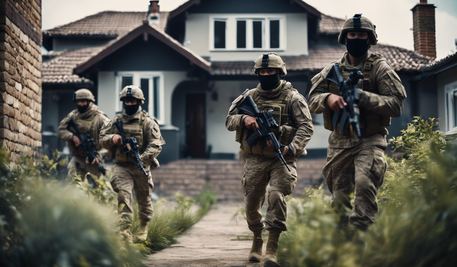 SAS soldiers raiding a house