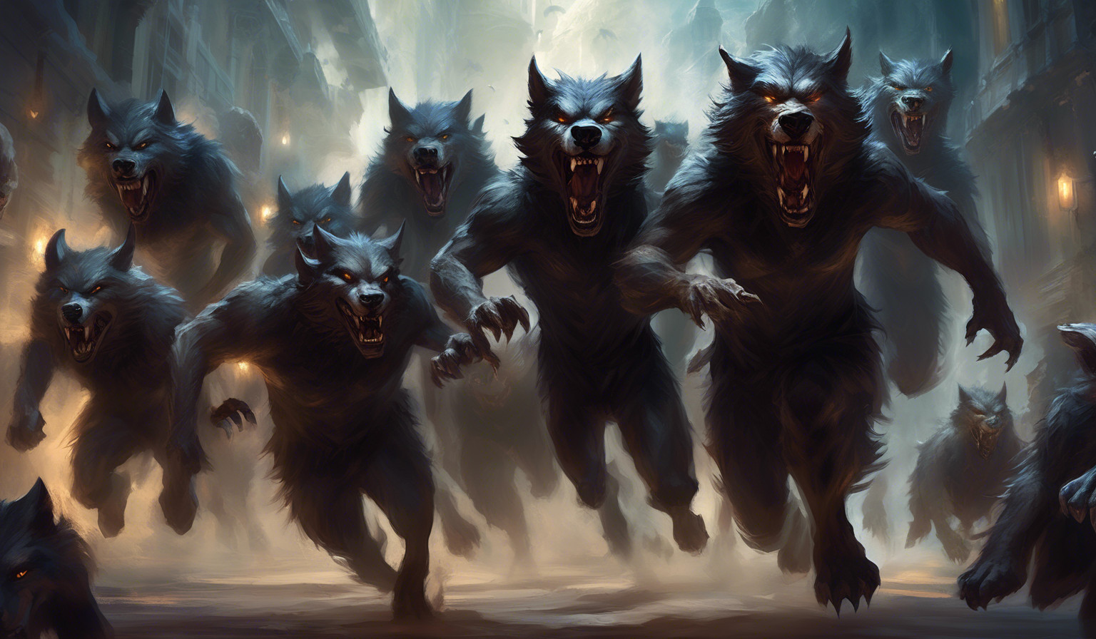 Werewolf gang running from the mob