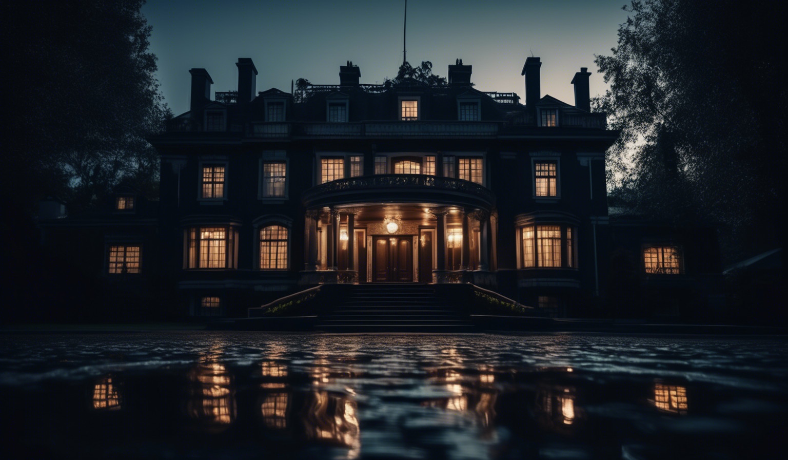 mafia old money style mansion dark themed 