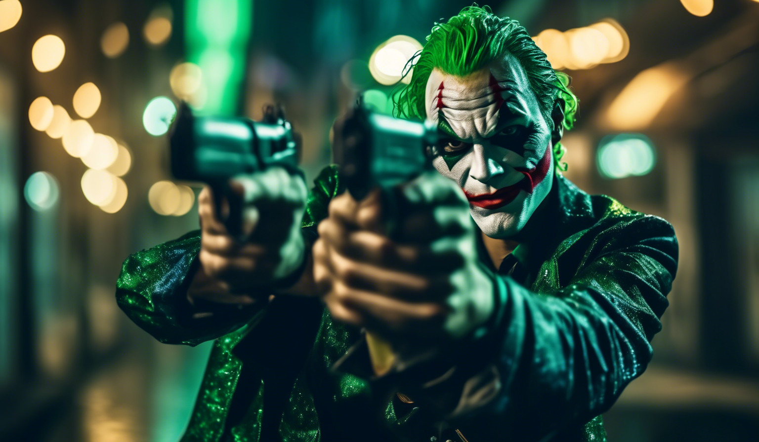 the joker  fighting zoro with  a gun 