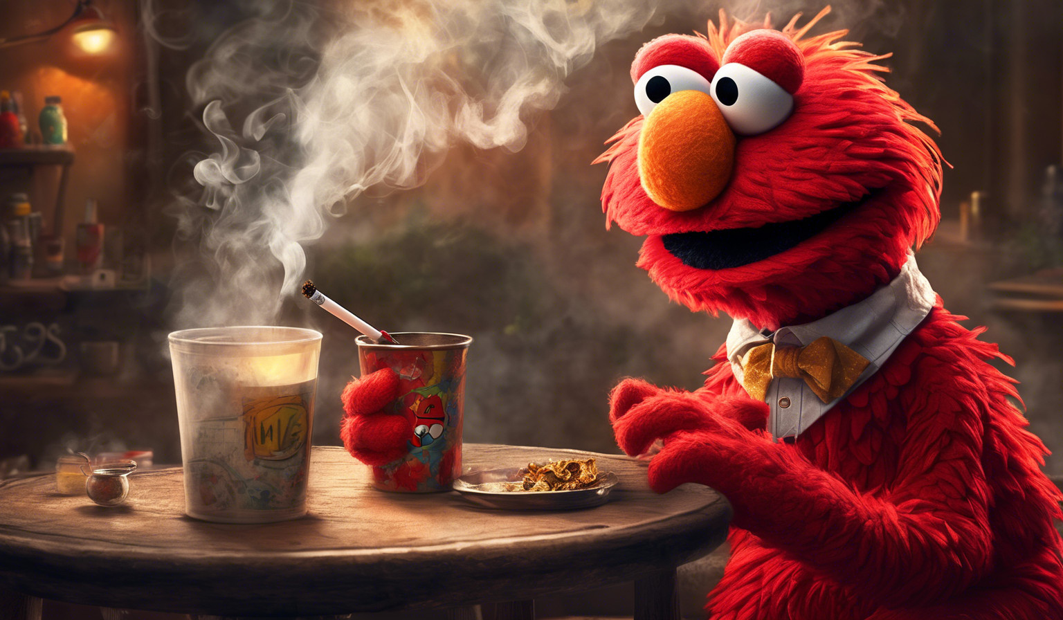 Elmo smoking a splif