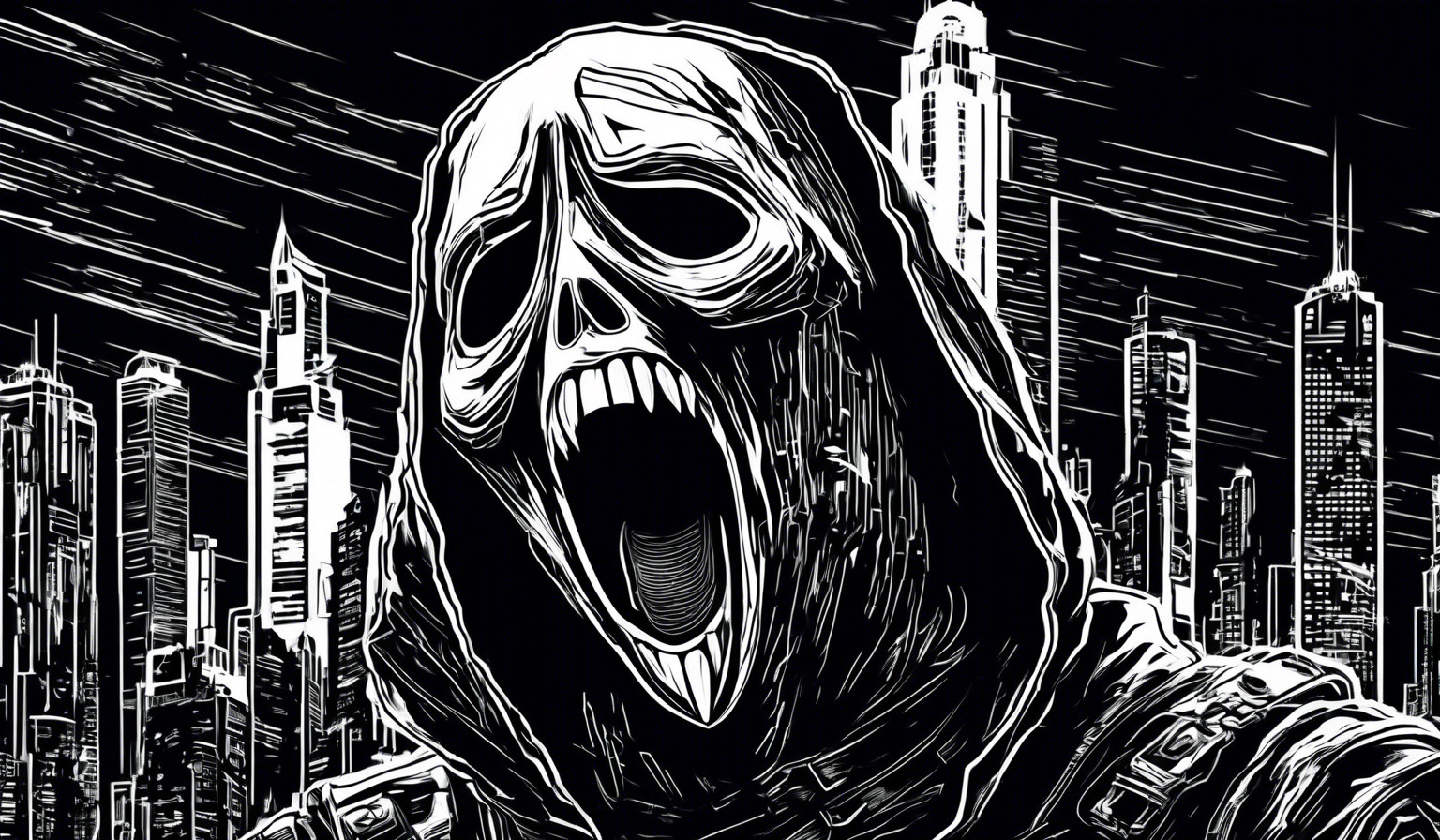 Ghostface scream black and white