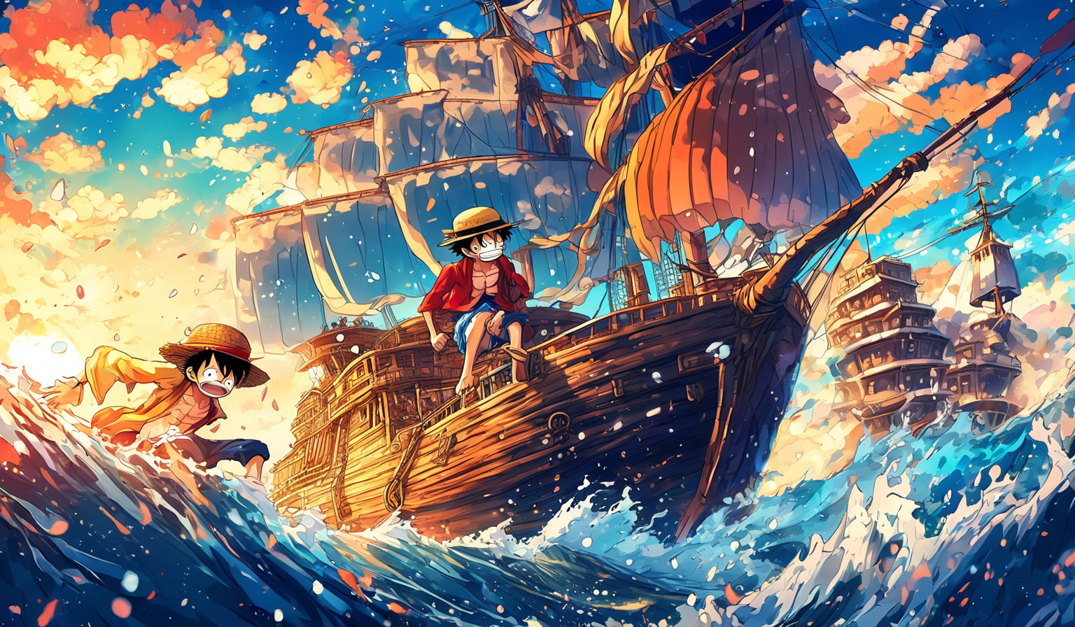 monkey d luffy cool wallpaper with ship