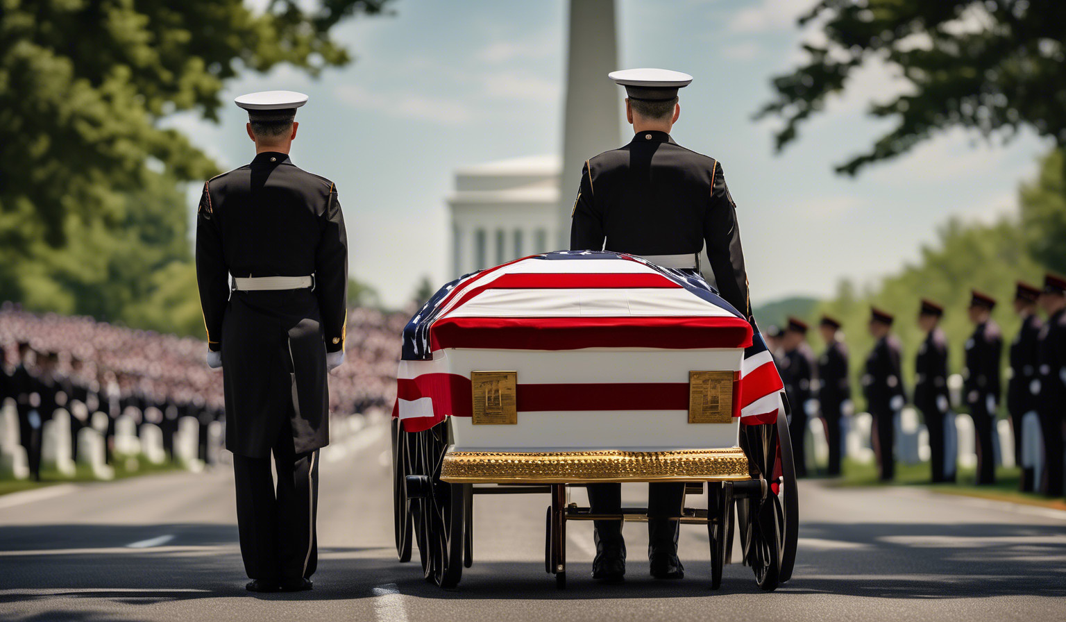 Full honors funeral procession Arlington National Cemetery