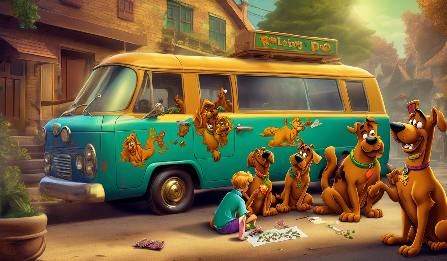 Scooby Doo rolling a joint