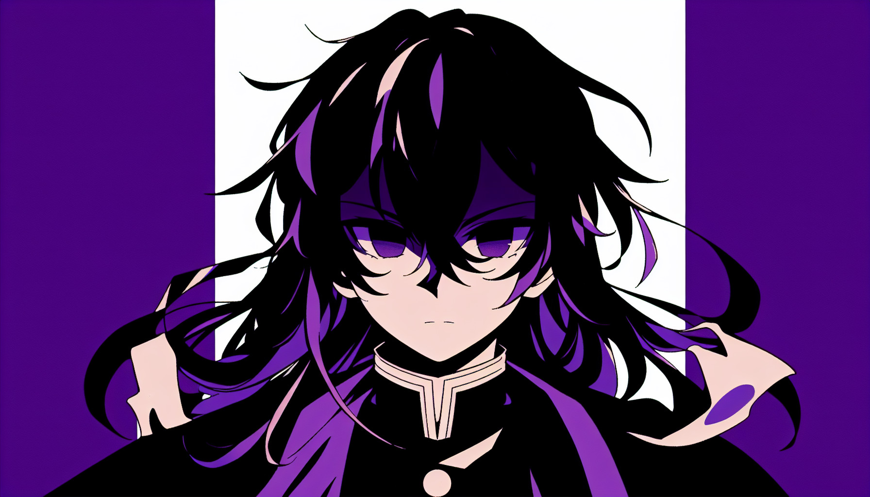 personnage d'anime en noir ou violet si possible les deux couleurs