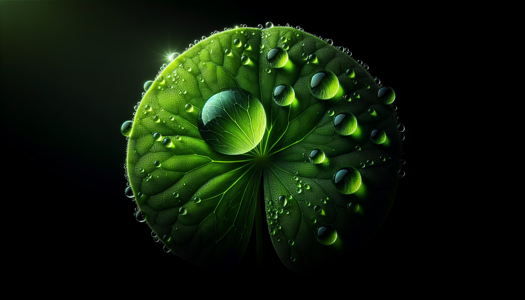 dew on green leaf black background hd