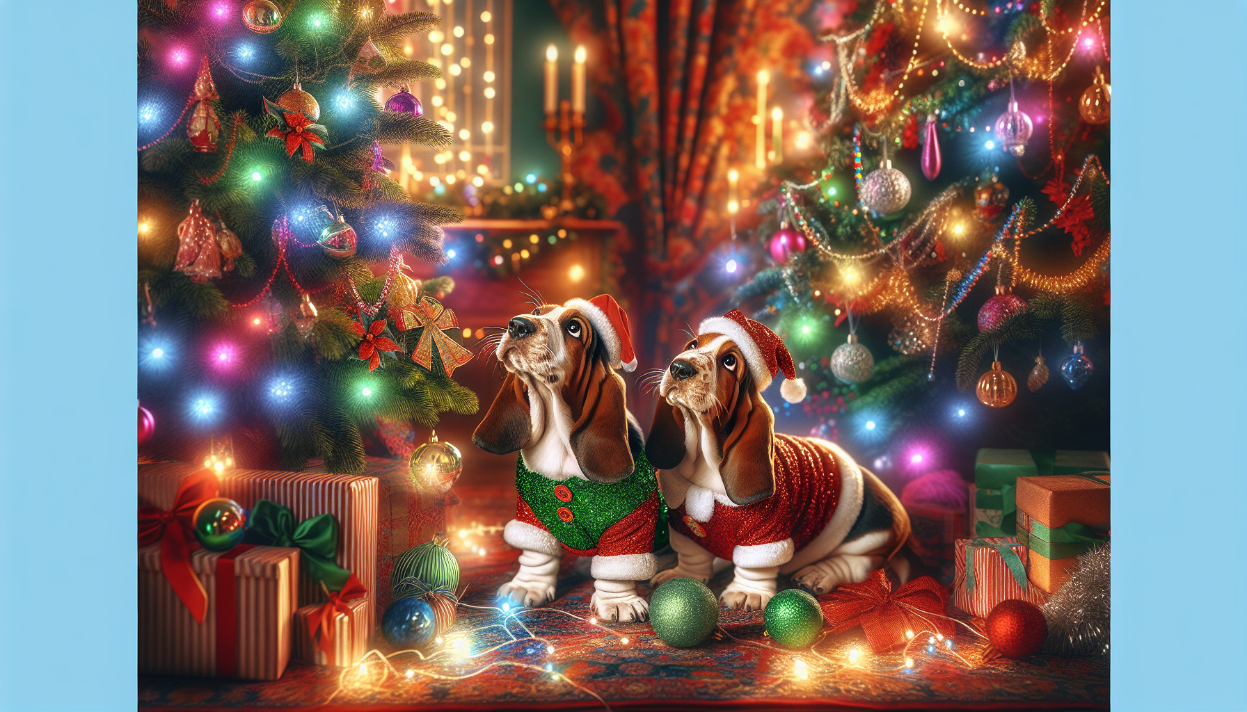 Christmas basset hounds
