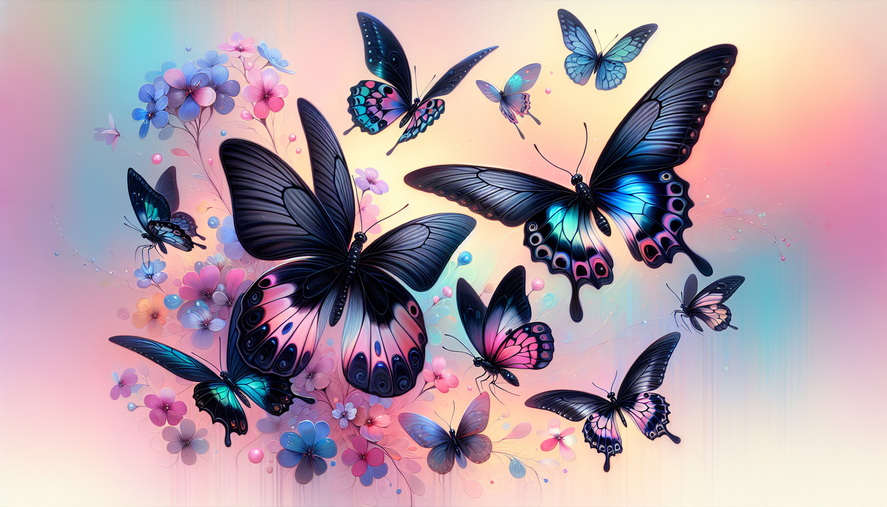 black beautiful butterflies 