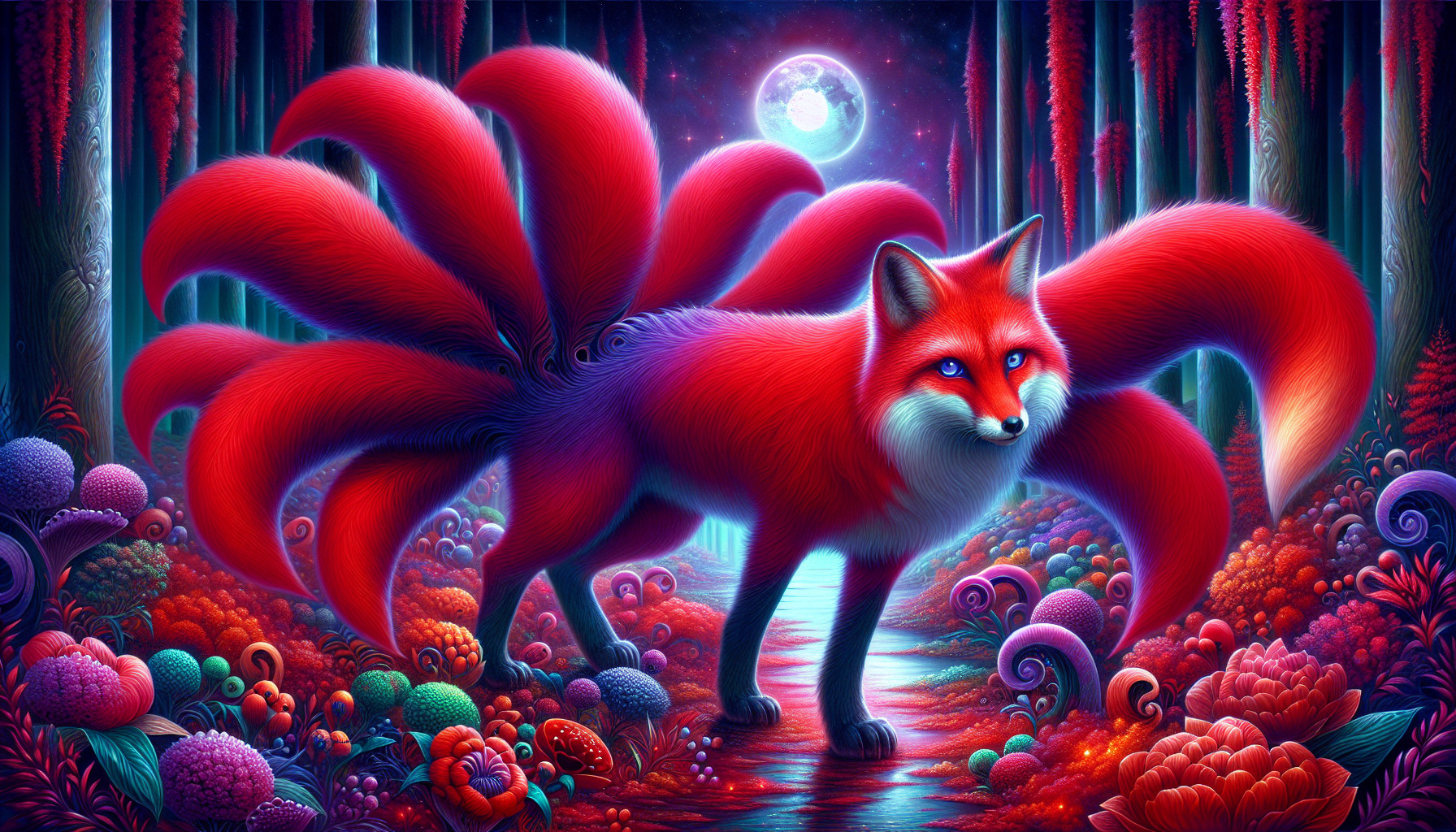 red nine tailed fox 