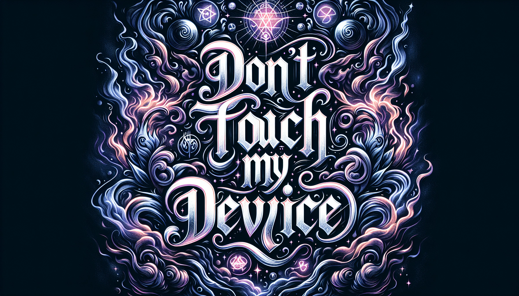 boldly written words like 'DON'T TOUCH MY DEVICE'