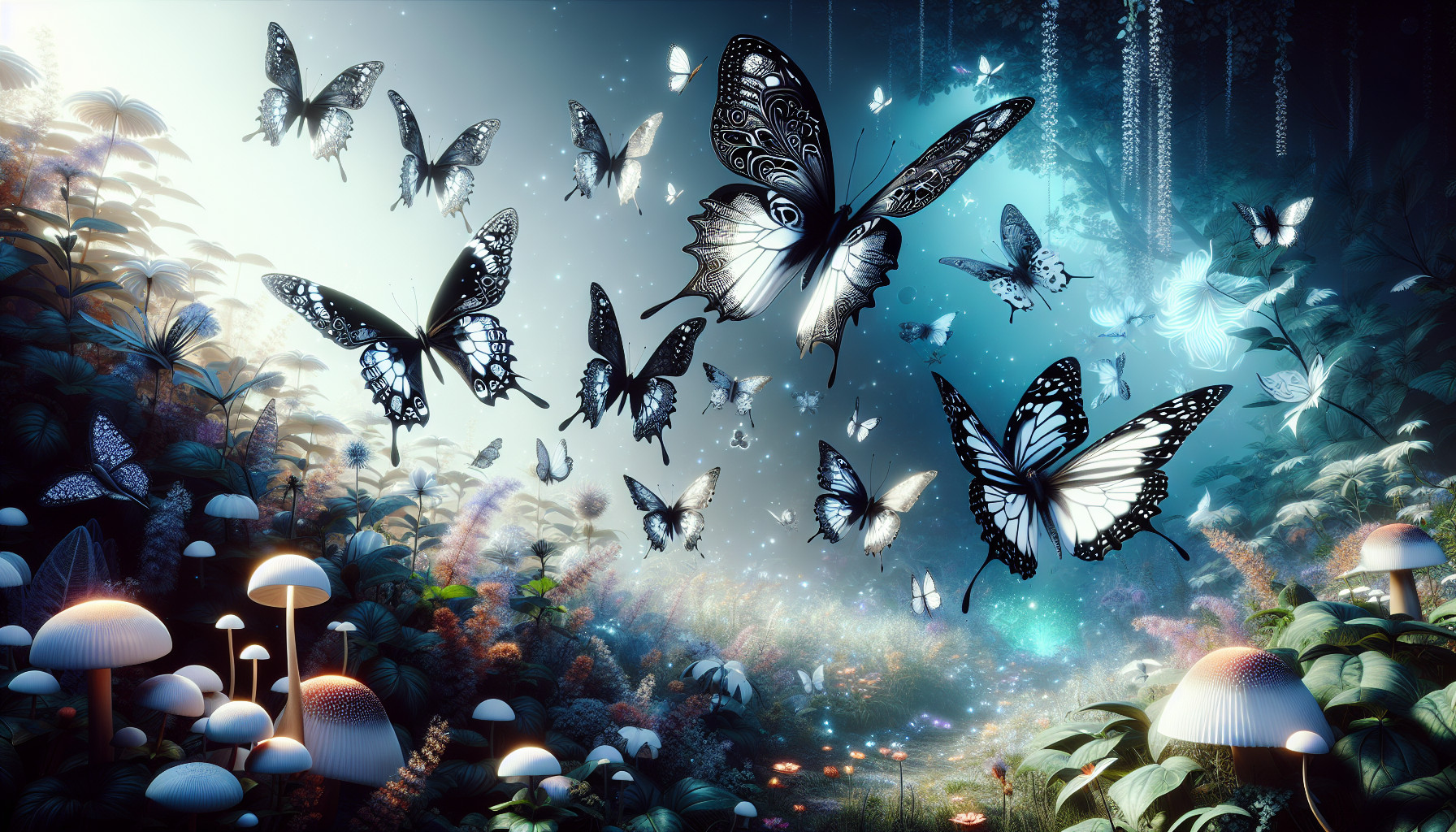 black and white butterflies