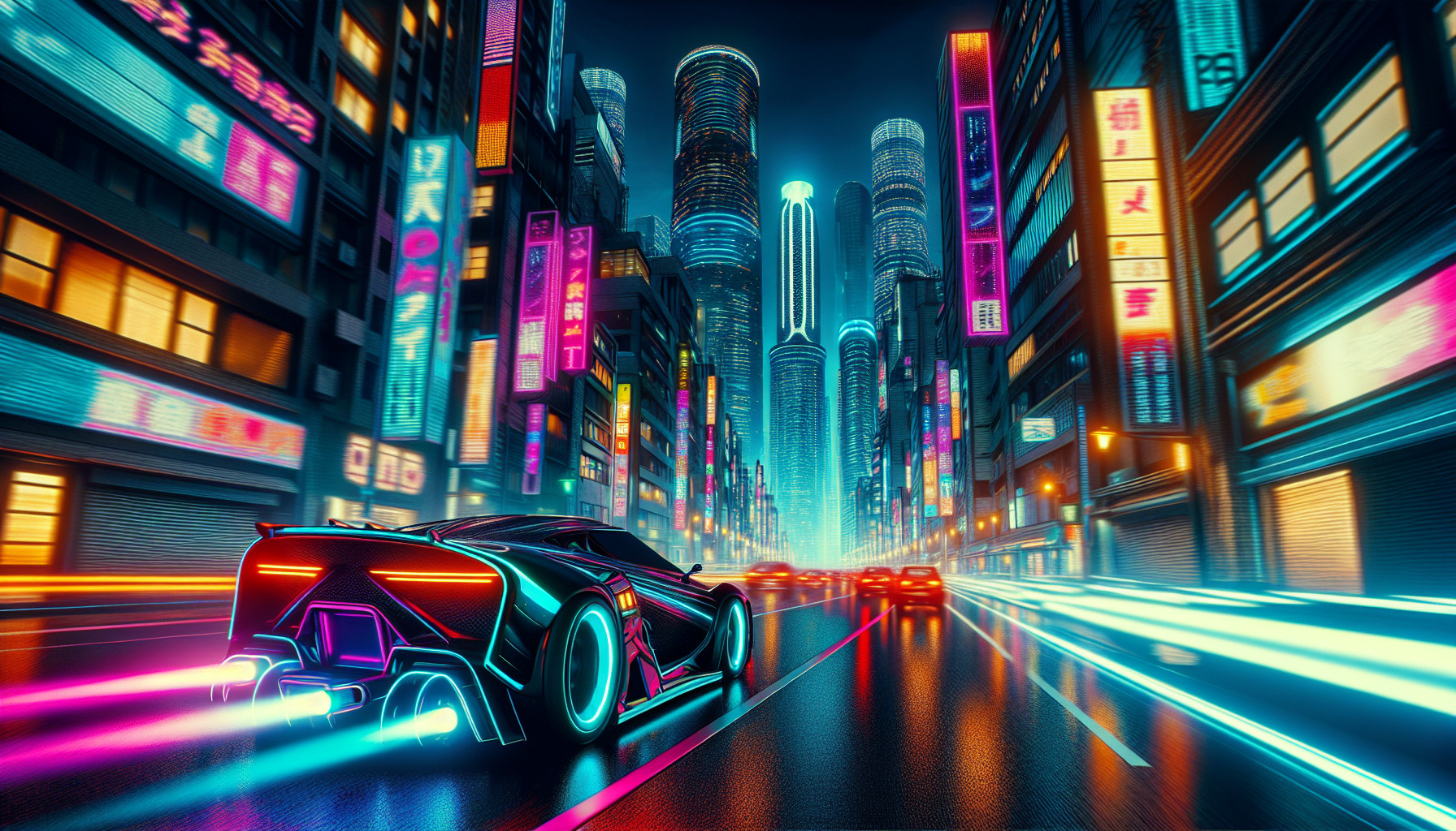 city, street, japanese car