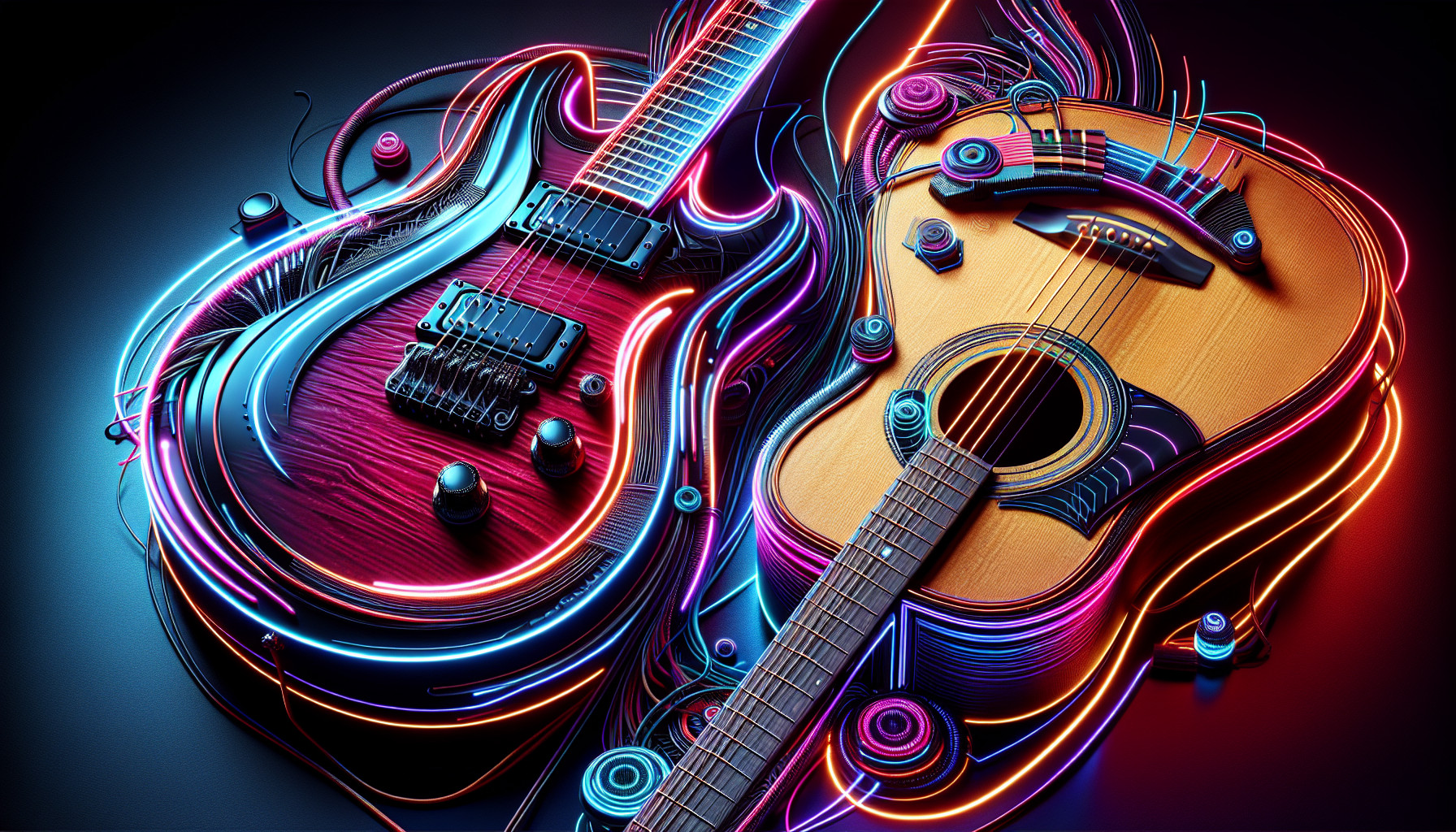 a electric and acoustic guitar combo 