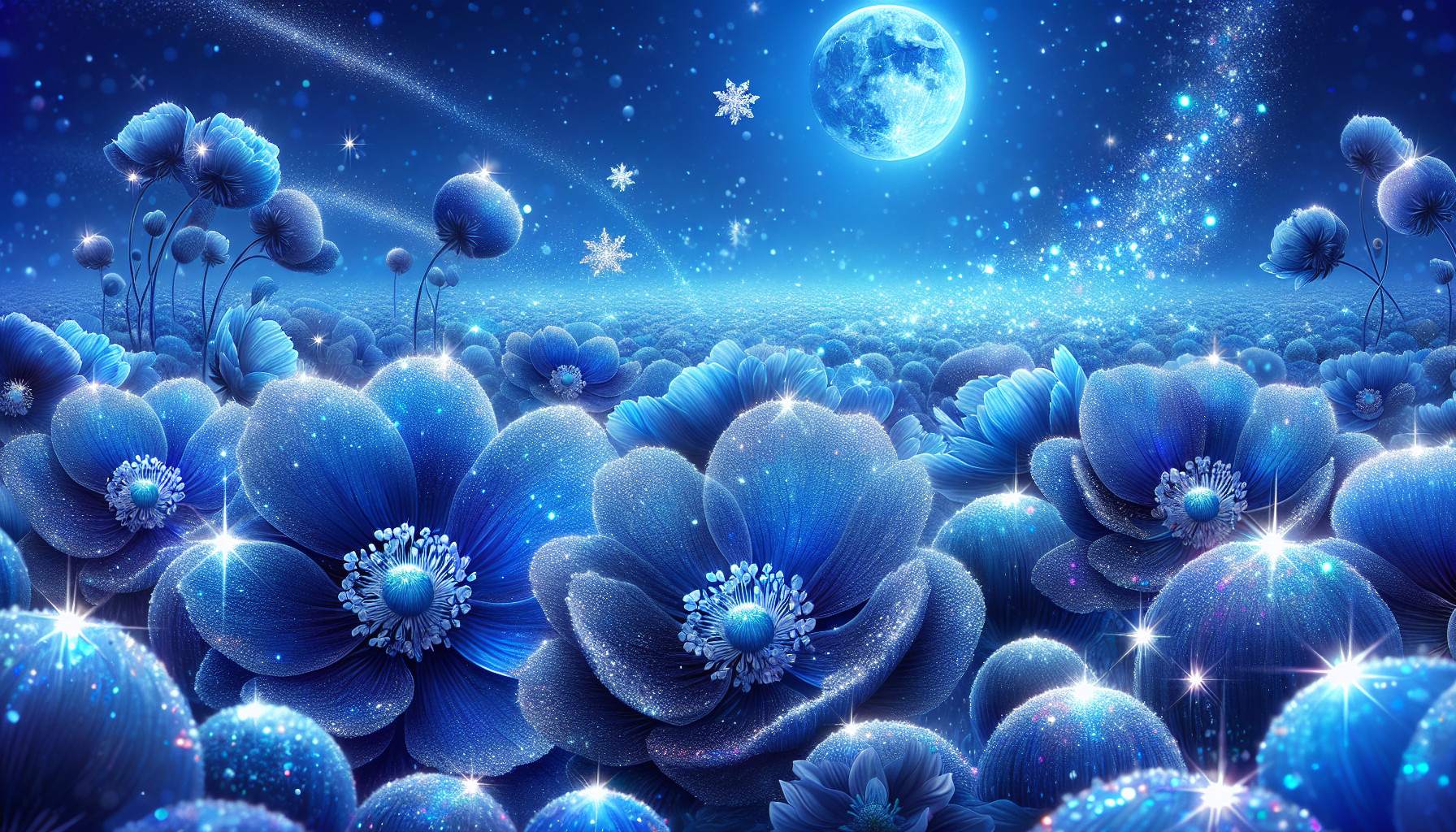 blue floral glittery themes