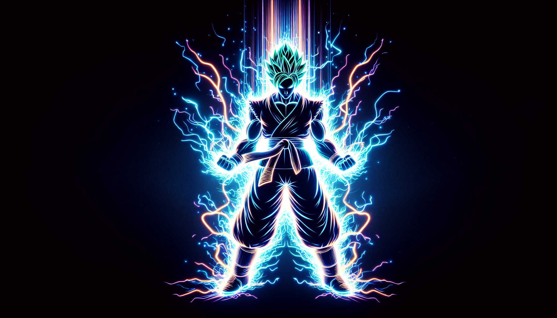 goku kamehameha in neon