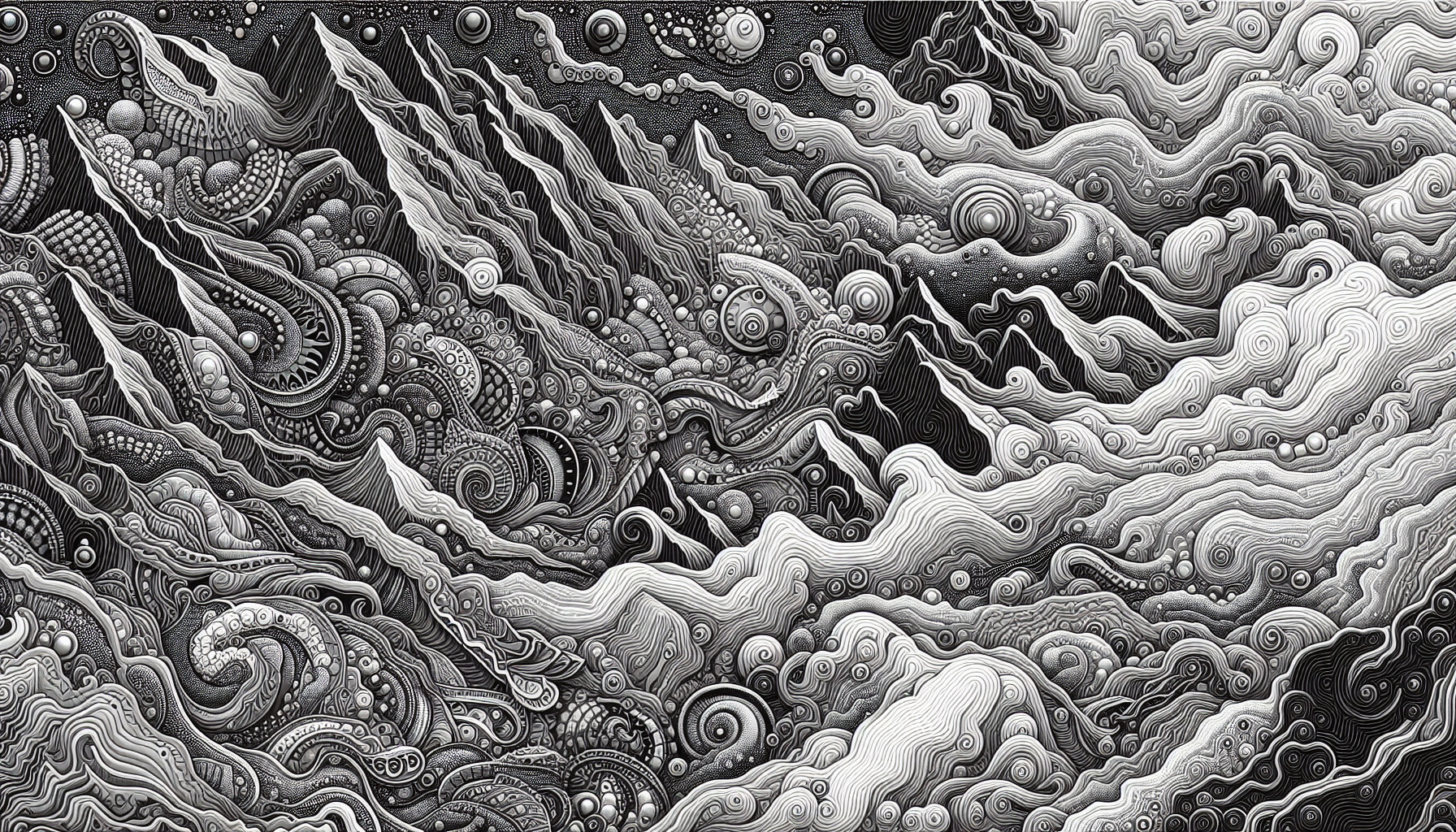 black and white topographic