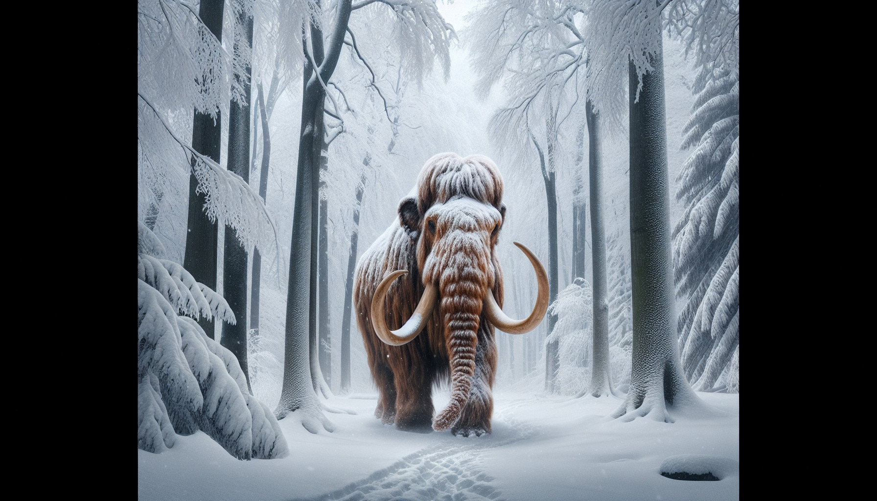 Mammoth in forest in snow