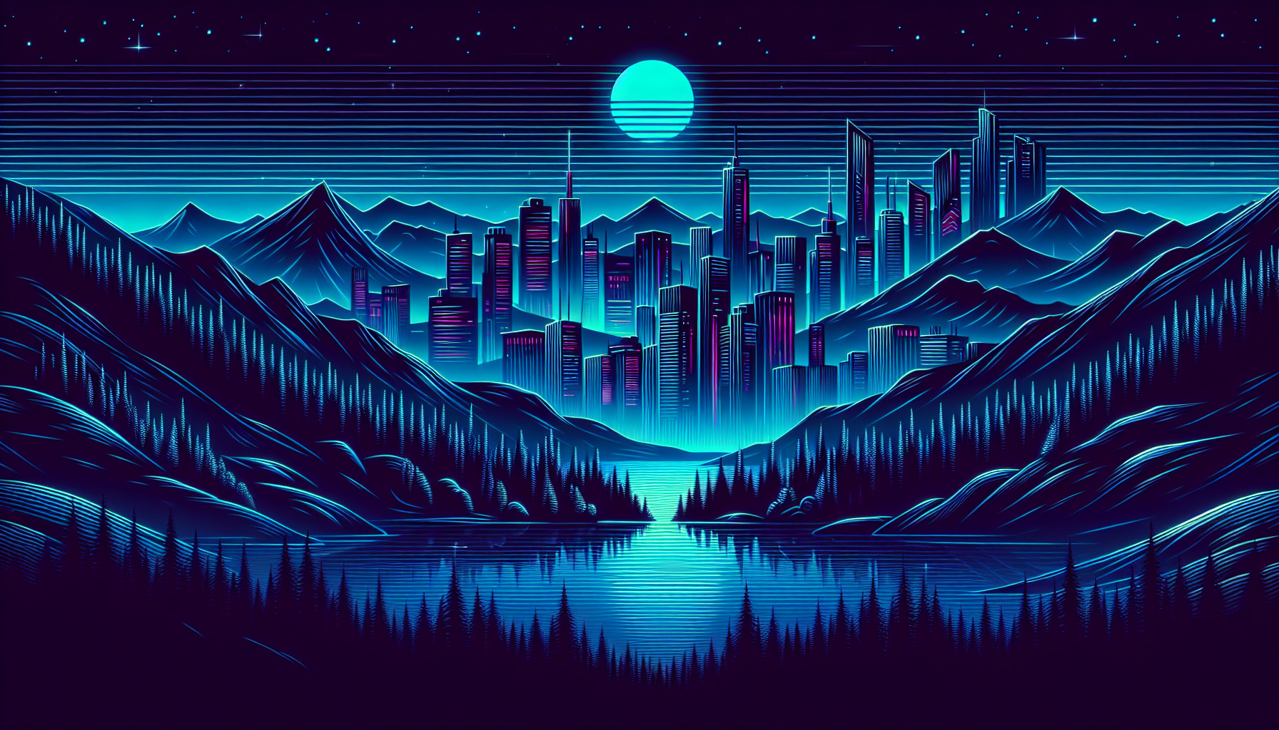 neon sötét kék full hd felbontás fekvő tájolás
