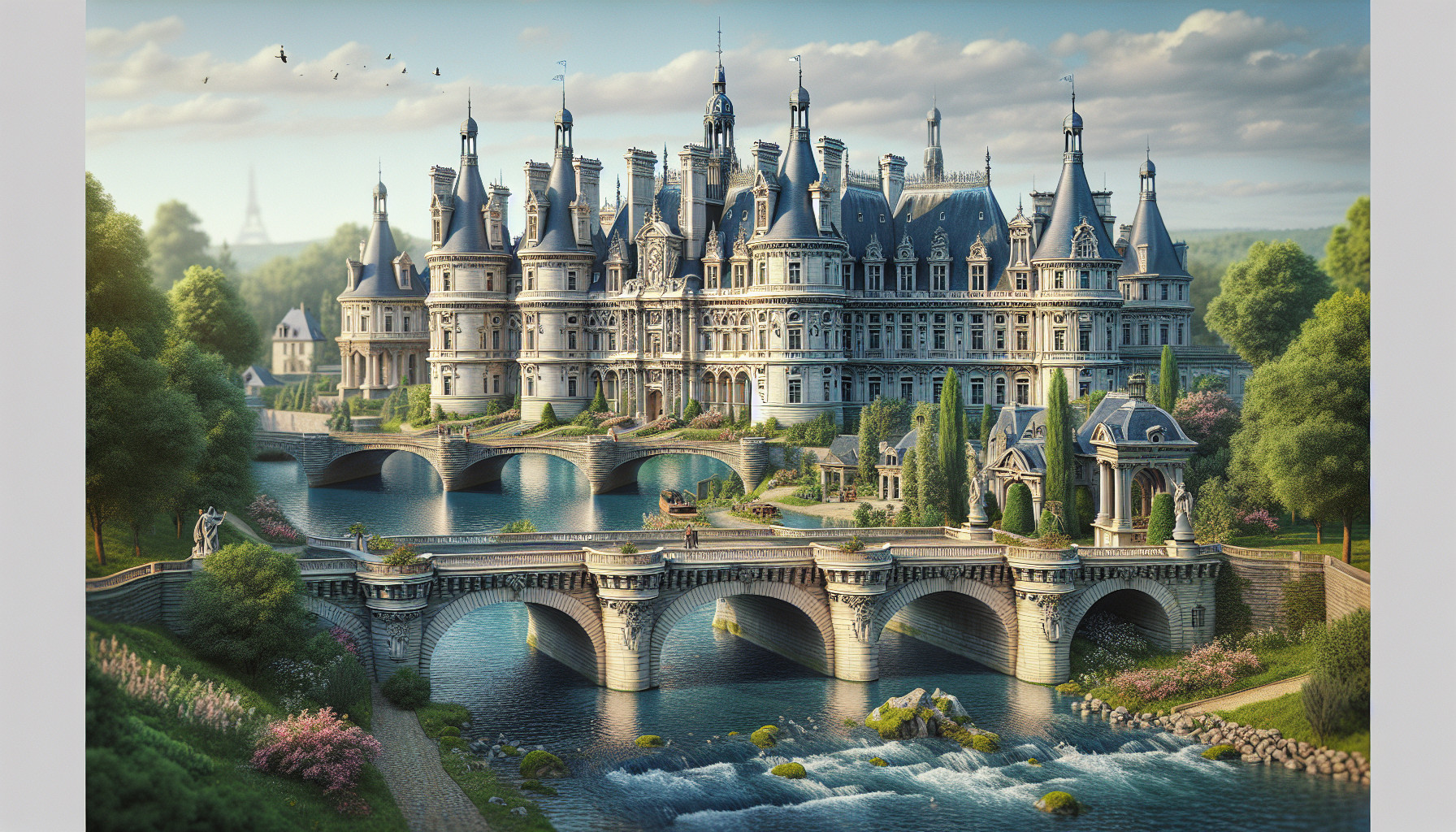 Paris. French castles architecture 