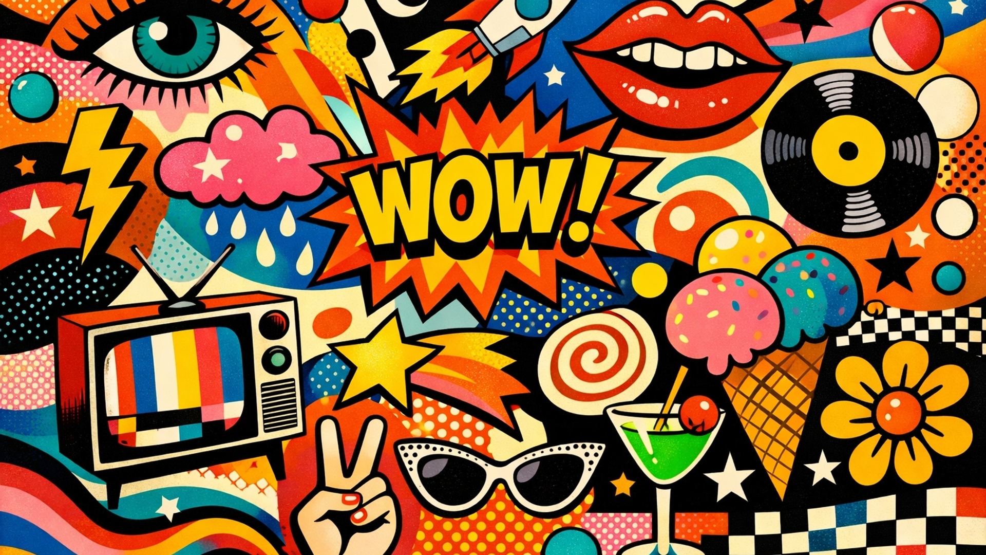 retro abstract pop art artsy vibe 