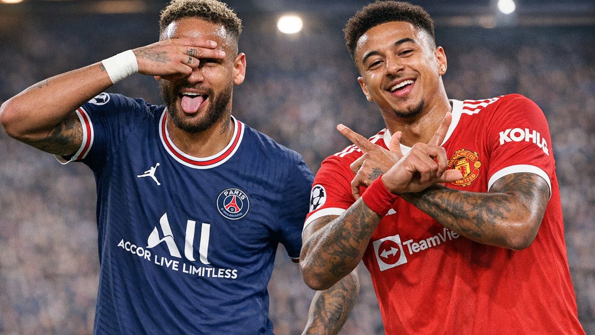 Neymar with lingard doing their signature celebrations