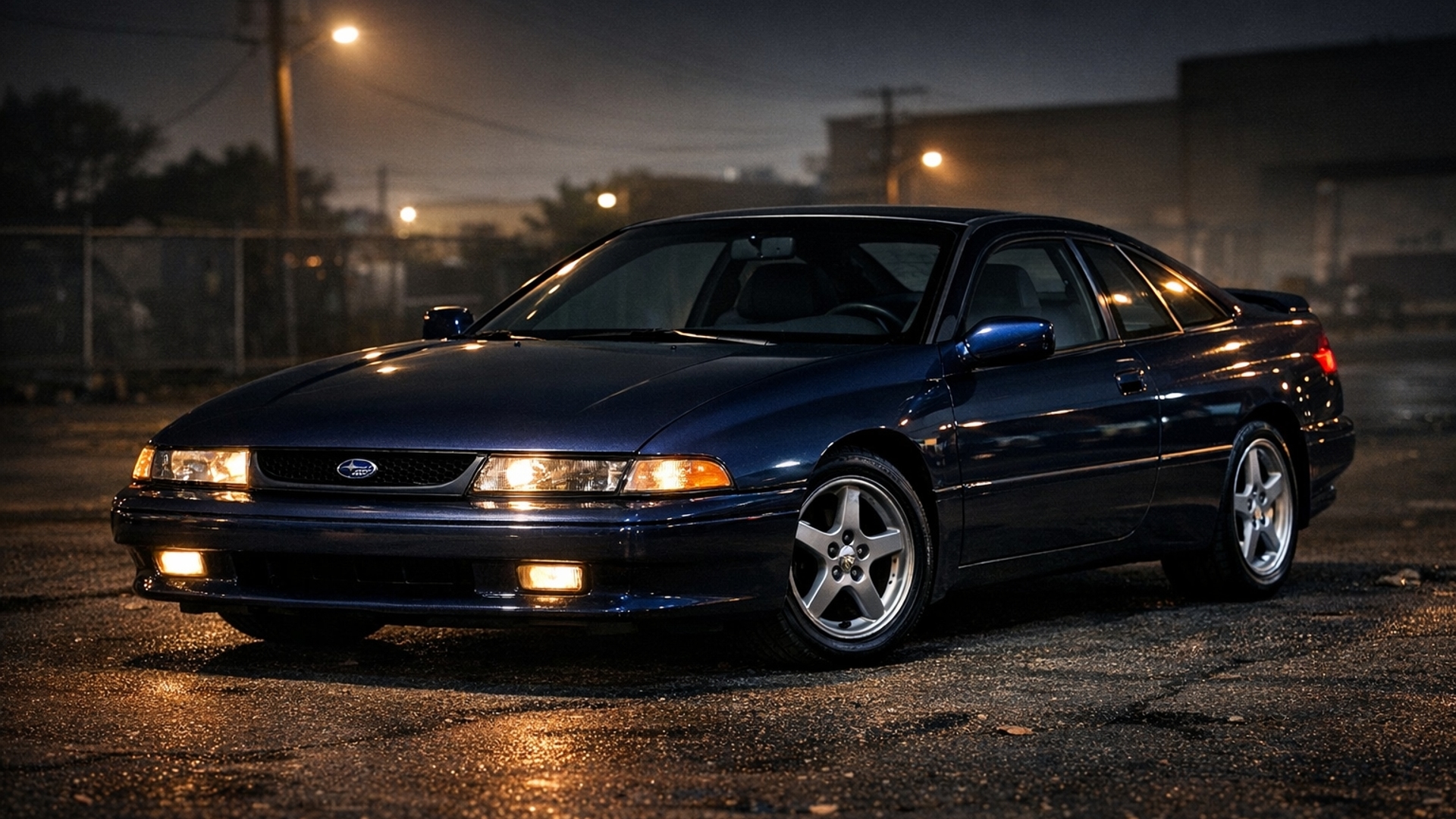 Subaru SVX parked at night