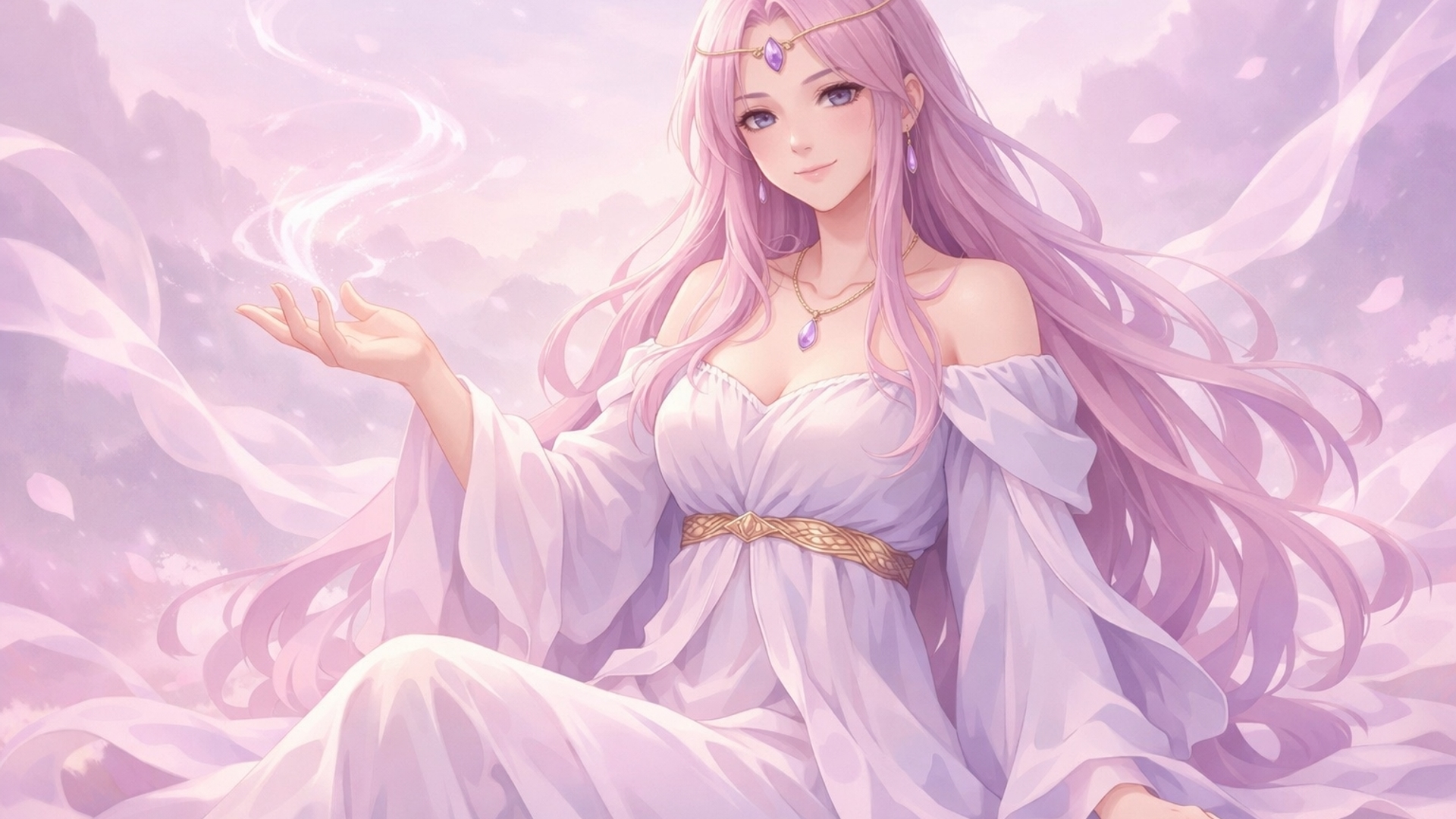 ANIME ROSADO O MORADO SIN TANTO RUIDO FLUIDO TIPO MENTORA O CON VESTIDO RELAJADO